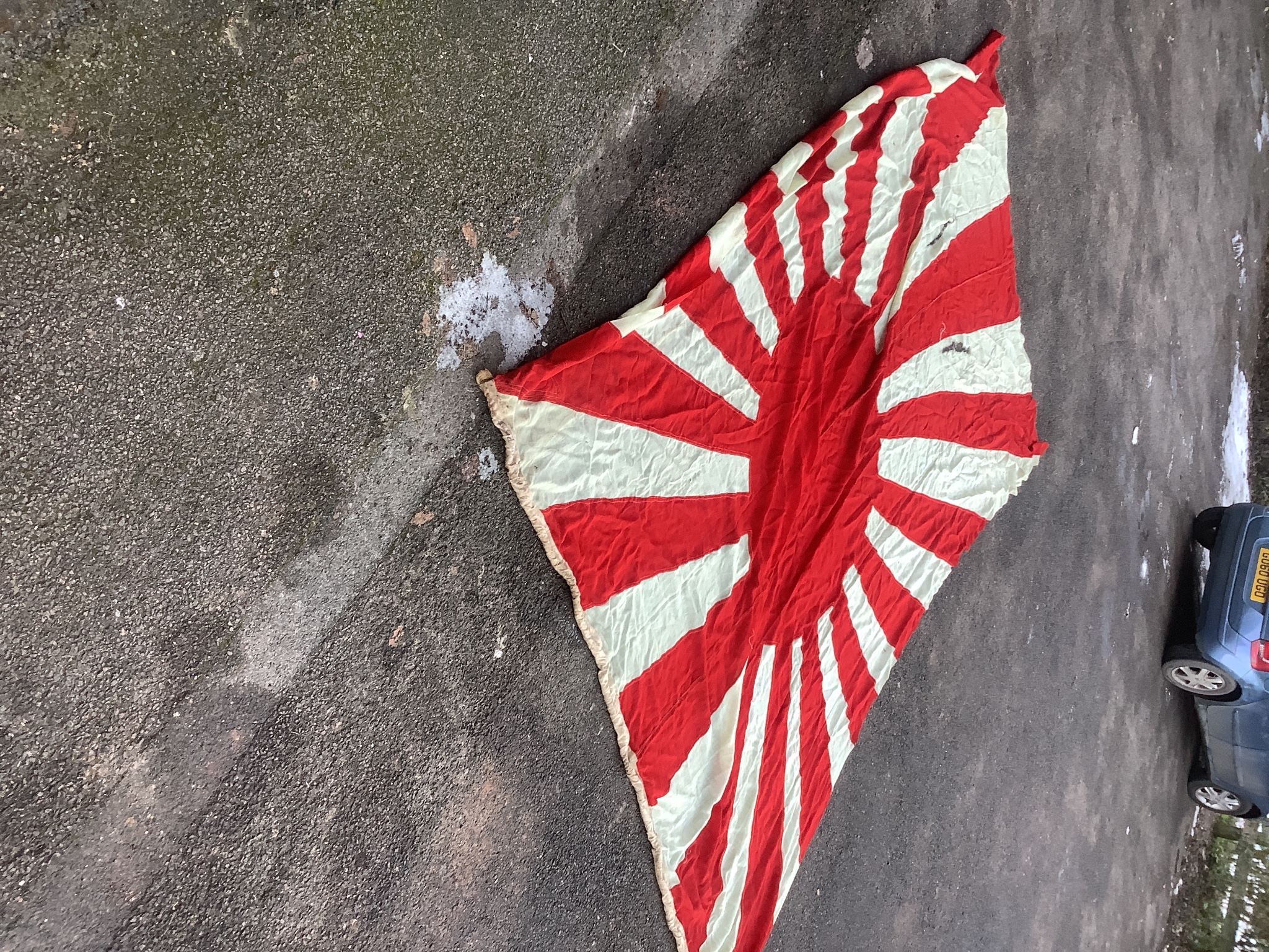 A large German Third Reich flag, 300 x 160cm, a Japan Rising Sun flag, 260cm, and other national flags